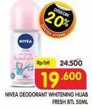 Promo Harga NIVEA Deo Roll On Whitening Hijab Fresh 50 ml - Superindo