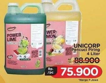 Promo Harga UNICORP Sabun Cuci Piring Buah dan Sayur Power Lime, Power Lemon 4000 ml - LotteMart