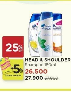 Promo Harga HEAD & SHOULDERS Shampoo 160 ml - Watsons