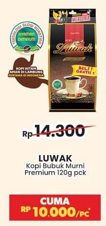 Promo Harga Luwak Kopi Murni Premium per 2 bag 140 gr - Indomaret