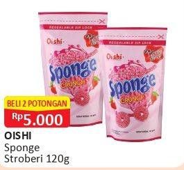 Promo Harga OISHI Sponge Crunch Strawberry per 2 pouch 120 gr - Alfamart