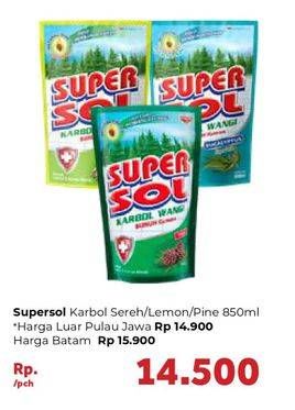 Promo Harga SUPERSOL Karbol Wangi Lemon Mint, Pine, Sereh 800 ml - Carrefour