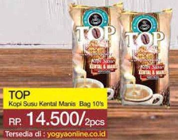 Promo Harga Top Coffee Kopi Susu Kental Manis per 10 sachet 30 gr - Yogya