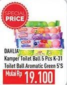 Promo Harga DAHLIA Naphthalene Toilet Ball K31, Aromatic Green 5 pcs - Hypermart