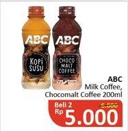 Promo Harga ABC Minuman Kopi Milk Coffee, Chocomalt Coffee per 2 botol 200 ml - Alfamidi
