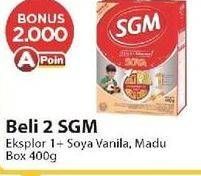 Promo Harga SGM Eksplor Soya 1-5 Susu Pertumbuhan Vanila, Madu 400 gr - Alfamart