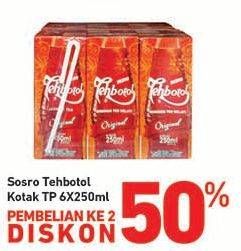 Promo Harga Sosro Teh Botol per 6 box 250 ml - Carrefour