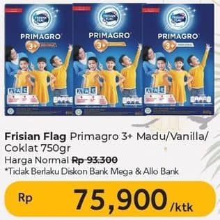Promo Harga Frisian Flag Primagro 3+ Cokelat, Madu, Vanilla 750 gr - Carrefour