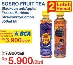 Promo Harga SOSRO Fruit Tea Blackcurrant, Apple, Markisa, Strawberry, Lemon, Freeze per 2 botol 350 ml - Indomaret