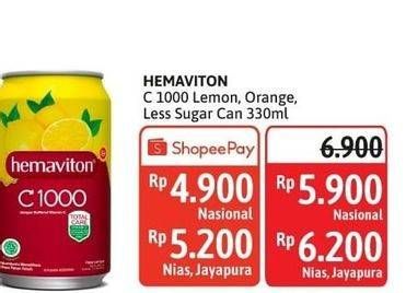 Promo Harga Hemaviton C1000 Lemon, Orange, Less Sugar 330 ml - Alfamidi