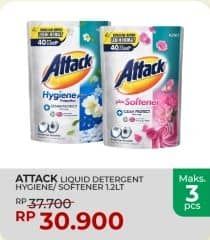 Promo Harga Attack Detergent Liquid Hygiene Plus Protection, Plus Softener 1200 ml - Yogya