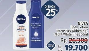 Promo Harga NIVEA Body Lotion Extra White Night Nourish, Intensive Moisture, UV Extra Whitening SPF 15 200 ml - LotteMart