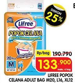 Promo Harga Lifree Popok Celana Tipis & Nyaman Bergerak M20, L16, XL12 12 pcs - Superindo