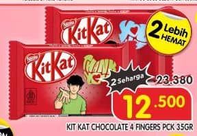 Promo Harga Kit Kat Chocolate 4 Fingers per 2 bungkus 35 gr - Superindo