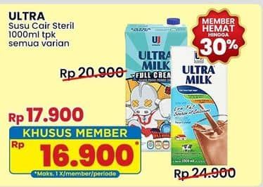 Promo Harga Ultra Milk Susu UHT All Variants 1000 ml - Indomaret