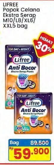 Promo Harga Lifree Popok Celana Ekstra Serap M10, L8, XL6, XXL5 5 pcs - Indomaret