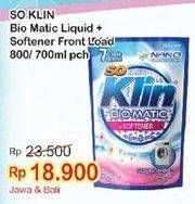 Promo Harga SO KLIN Biomatic Liquid Detergent Plus Softener 800 ml - Indomaret