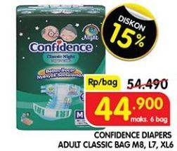 Promo Harga Confidence Adult Diapers Classic Night XL6, M8, L7 6 pcs - Superindo
