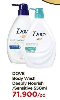 Promo Harga DOVE Body Wash Sensitive Skin, Deeply Nourishing 550 ml - Watsons