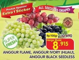 Promo Harga Anggur Flame/Ivory/Black Seedless  - Superindo