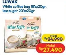 Promo Harga Luwak White Koffie Original, Less Sugar per 18 sachet 20 gr - Hypermart