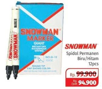 Promo Harga SNOWMAN Spidol Biru, Hitam 12 pcs - Lotte Grosir
