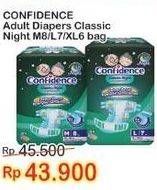 Promo Harga Confidence Adult Diapers Classic Night L7, M8, XL6 6 pcs - Indomaret