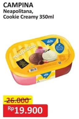 Promo Harga Campina Ice Cream Neapolitan, Cookie Creamy 350 ml - Alfamart