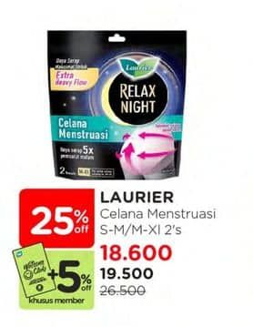 Promo Harga Laurier Celana Menstruasi S-M, M-XL 2 pcs - Watsons