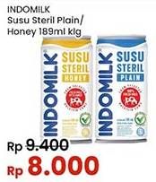 Promo Harga Indomilk Susu Steril Honey, Plain 189 ml - Indomaret