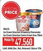 Promo Harga WALLS Selection Oreo Cookies Cream, Strawberry Cheesecake 750 ml - Hypermart