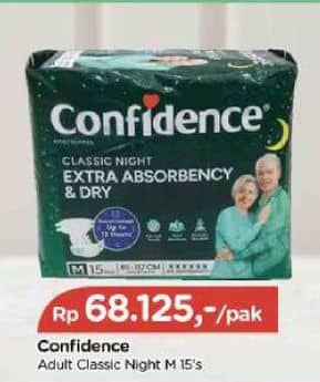 Promo Harga Confidence Adult Diapers Classic Night M15 15 pcs - TIP TOP