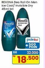 Promo Harga Rexona Men Deo Roll On Ice Cool, Invisible Dry 45 ml - Indomaret