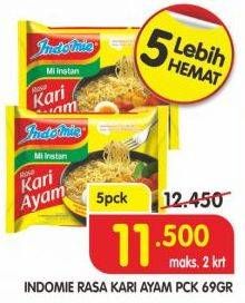 Promo Harga INDOMIE Mi Kuah Kari Ayam per 5 pcs 72 gr - Superindo