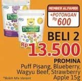 Promo Harga Promina Puffs Pisang, Blueberry, Wagyu Beef, Strawberry Apple 15 gr - Alfamidi