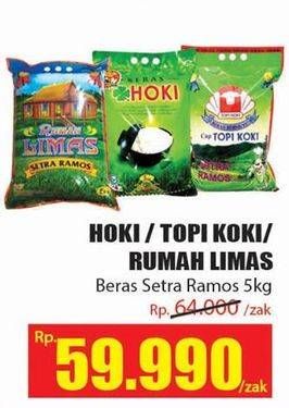 Promo Harga HOKI/TOPI KOKI/RUMAH LIMAS Beras Setra Ramos 5 kg  - Hari Hari