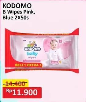 Promo Harga Kodomo Baby Wipes Rice Milk Pink, Classic Blue 50 pcs - Alfamart