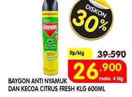 Promo Harga BAYGON Insektisida Spray Citrus Fresh 600 ml - Superindo