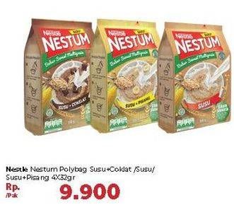 Promo Harga NESTLE Nestum Susu Cokelat, Susu, Susu Pisang per 4 sachet 32 gr - Carrefour
