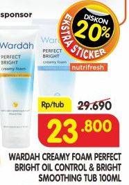 Promo Harga WARDAH Perfect Bright Facial Foam Bright + Smoothing, Bright + Oil Control 100 ml - Superindo