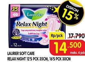 Promo Harga Laurier Relax Night 35cm, 30cm 12 pcs - Superindo