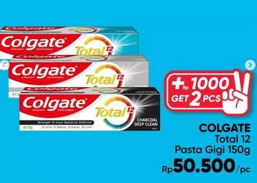 Promo Harga Colgate Toothpaste Total Charcoal Deep Clean, Clean Mint, Advanced Fresh 150 gr - Guardian