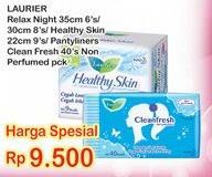 Promo Harga Laurier Relax Night 35cm/ Relax Night 30cm/ Skin Day Wing 22cm/ Pantyliner Cleanfresh Non Perfume  - Indomaret