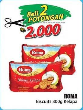 Promo Harga ROMA Biskuit Kelapa per 2 pouch 300 gr - Hari Hari