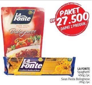 Promo Harga Spaghetti 450g + Saus Pasta Bolognese 315g  - LotteMart