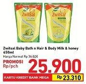 Promo Harga ZWITSAL Natural Baby Bath Milk Honey 450 ml - Carrefour