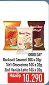 Promo Harga Good Day Instant Coffee 3 in 1 Chococinno, Rock Salt Caramello, Vanilla Latte per 10 sachet 20 gr - Hypermart