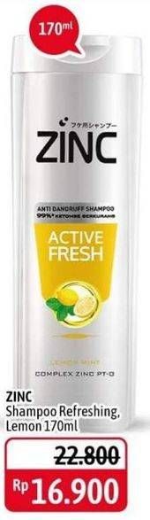 Promo Harga ZINC Shampoo Active Fresh Lemon, Refreshing Cool 170 ml - Alfamidi