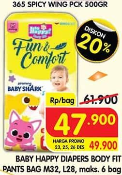 Promo Harga Baby Happy Baby Diapers Pants Fun & Comfort M32, L28 28 pcs - Superindo