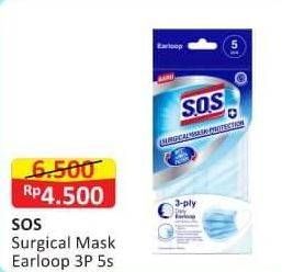 Promo Harga SOS Surgical Mask Earloop 3p 5 pcs - Alfamart